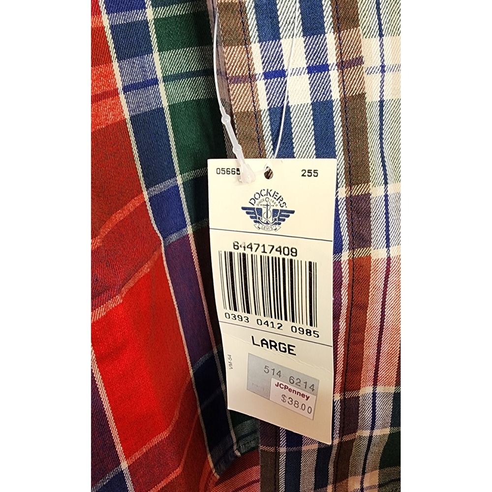 Vintage Dockers Plaid Button Down Shirt Mens Large Multicolor Long Sleeve NWT - Picture 9 of 12